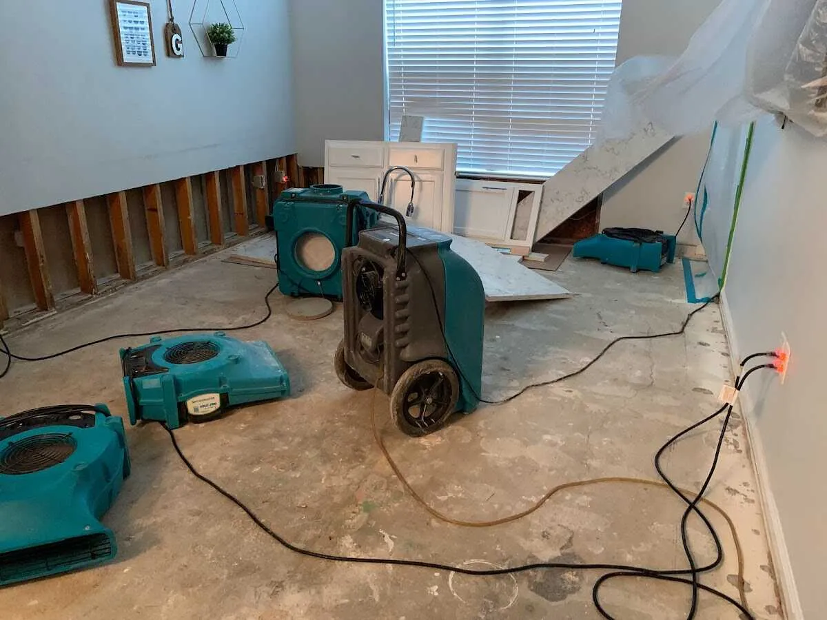 Dehumidifier in flood-cut room for Water Extraction & Removal in West Fargo